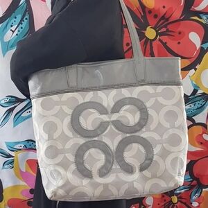 COACH Audrey 17035 Shoulder Bag, Grey White Tote Bag